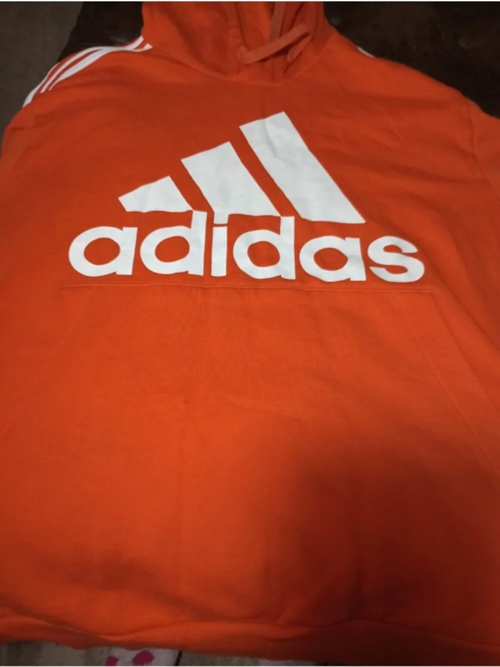 adidas Men’s Men Essential Badge of Sport Fleece Orange Hoodie Size 2XL